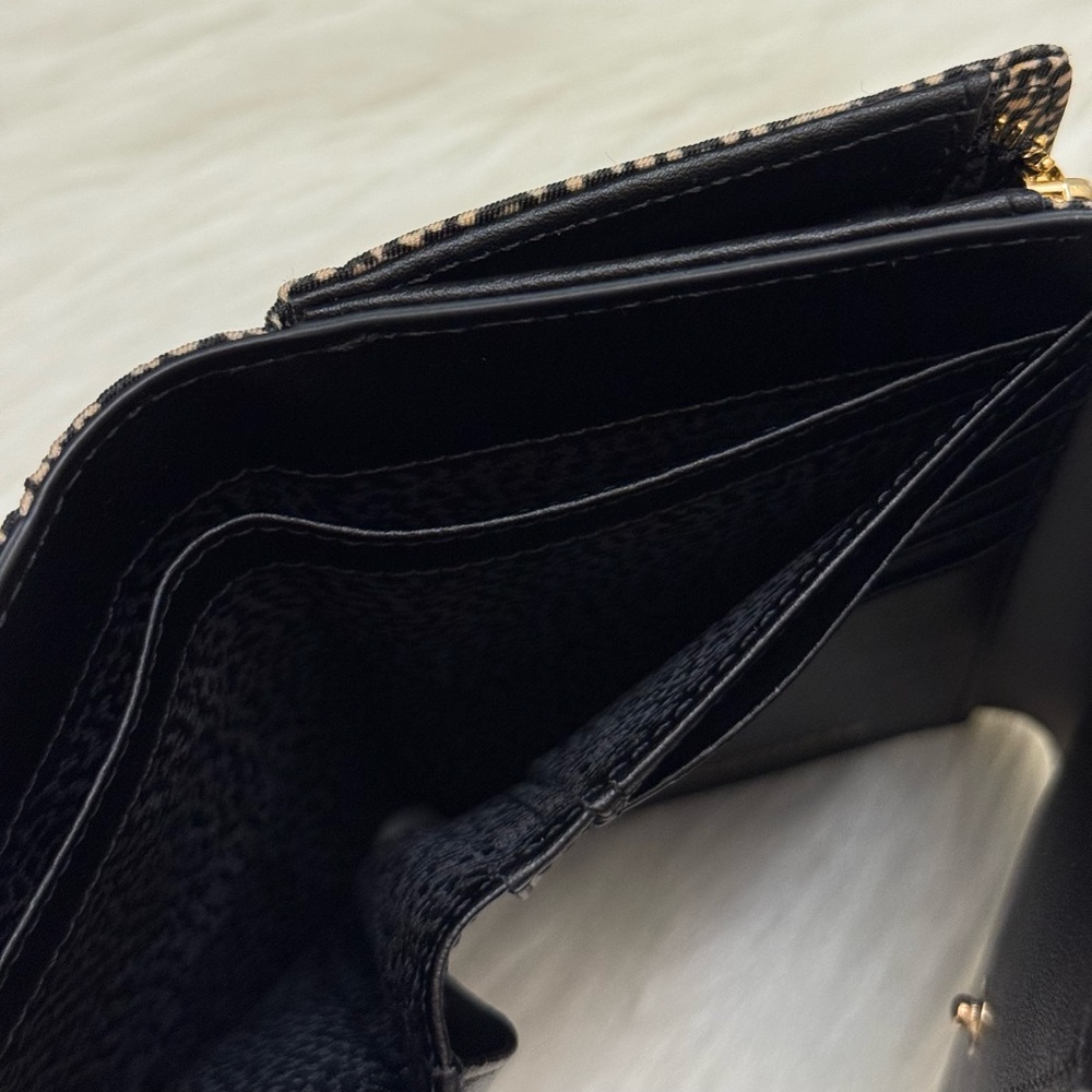 BORBONESE - BLACK TAN NYLON OP NATURALE NERO MEDIUM SIZED TRIFOLD SNAP WALLET - Picture 13 of 16